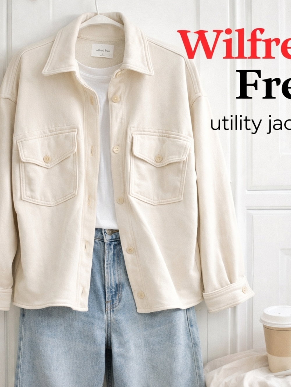 Wilfred Free Cream Knit Jacket / Utility Shacket Size Small